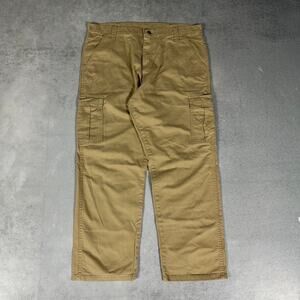 Wrangler Cargo Pants Tan Utility Workwear Relaxed Fit 70LEWGR - Size: 38x30